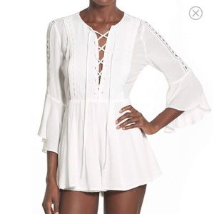 Missguided Embroidered Lace-up Romper